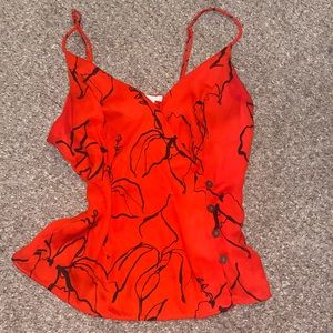 Astr Red and Black Floral Top